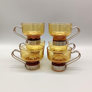 6 CUPS vintage Italian amber glass