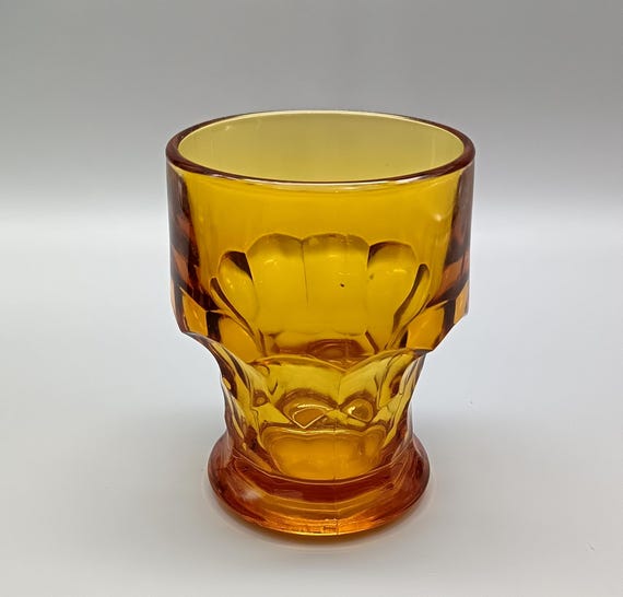 5 vintage amber glasses, thick colored glasses with honeycomb pattern, Italy