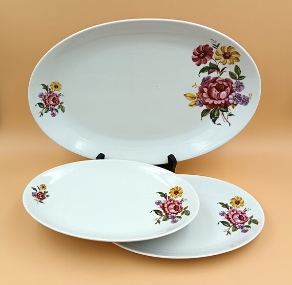 Oval PLATE and 2 DISHES white porcelain Winterling Marktleuthen Bavaria Germany