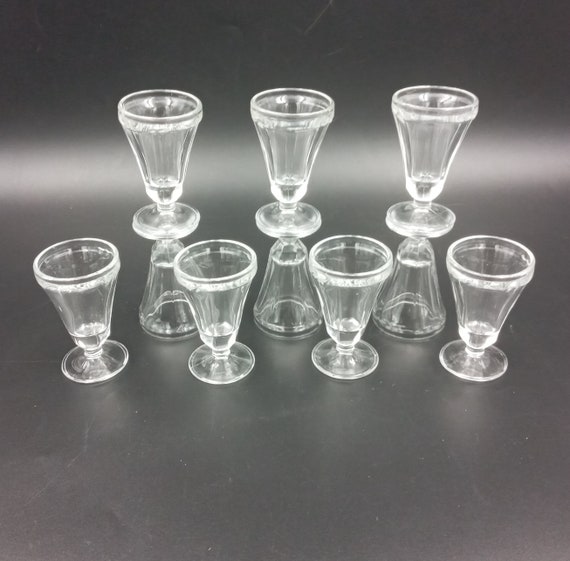 10 ribbed liqueur GLASSES, vintage, France, fine champagne