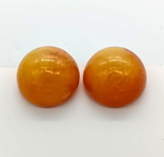 EAR CLIPS vintage clips lucite resin amber dome