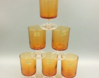 6 VERRES 15 cl à pied ambres modèle suède luminarc France n 4