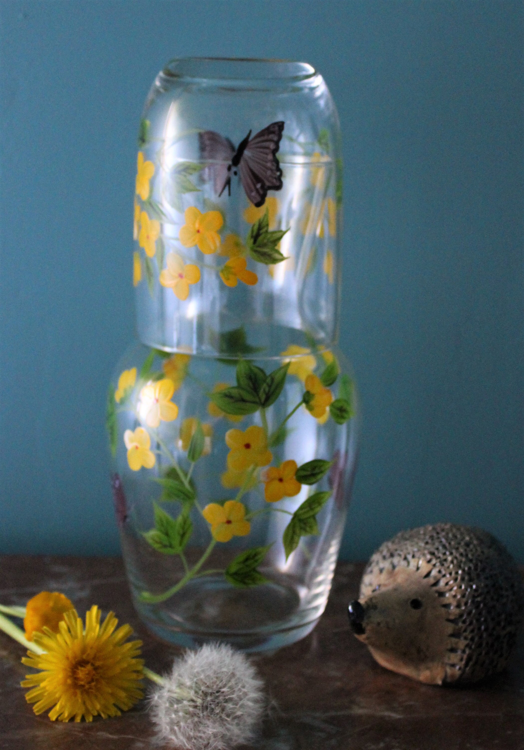 Carafe De Chevet Avec Verre - 1L, Design Origami - Pour Eau Ou Boisson
