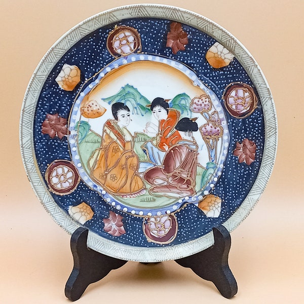 ASSIETTE porcelaine vintage peinte à la main Japon