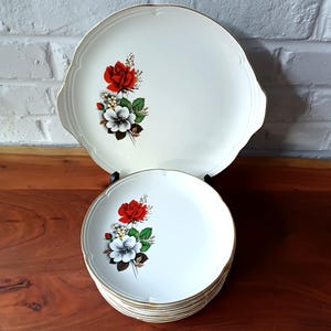 DESSERT service 12 plates Orchies Moulin des loups flower motif, Traviata model