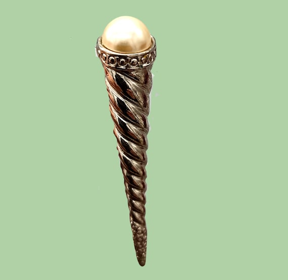 Large vintage spiral silver metal BROOCH