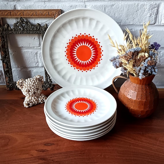Dessert service, plates and platter, porcelain, vintage floral pattern, Seltmann Weiden Bavaria