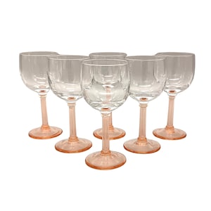 6 GLASSES 5 cl on foot LUMINARC pink, liqueur glass