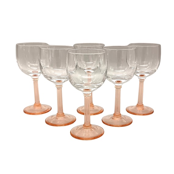 6 GLASSES 5 cl on foot LUMINARC pink, liqueur glass