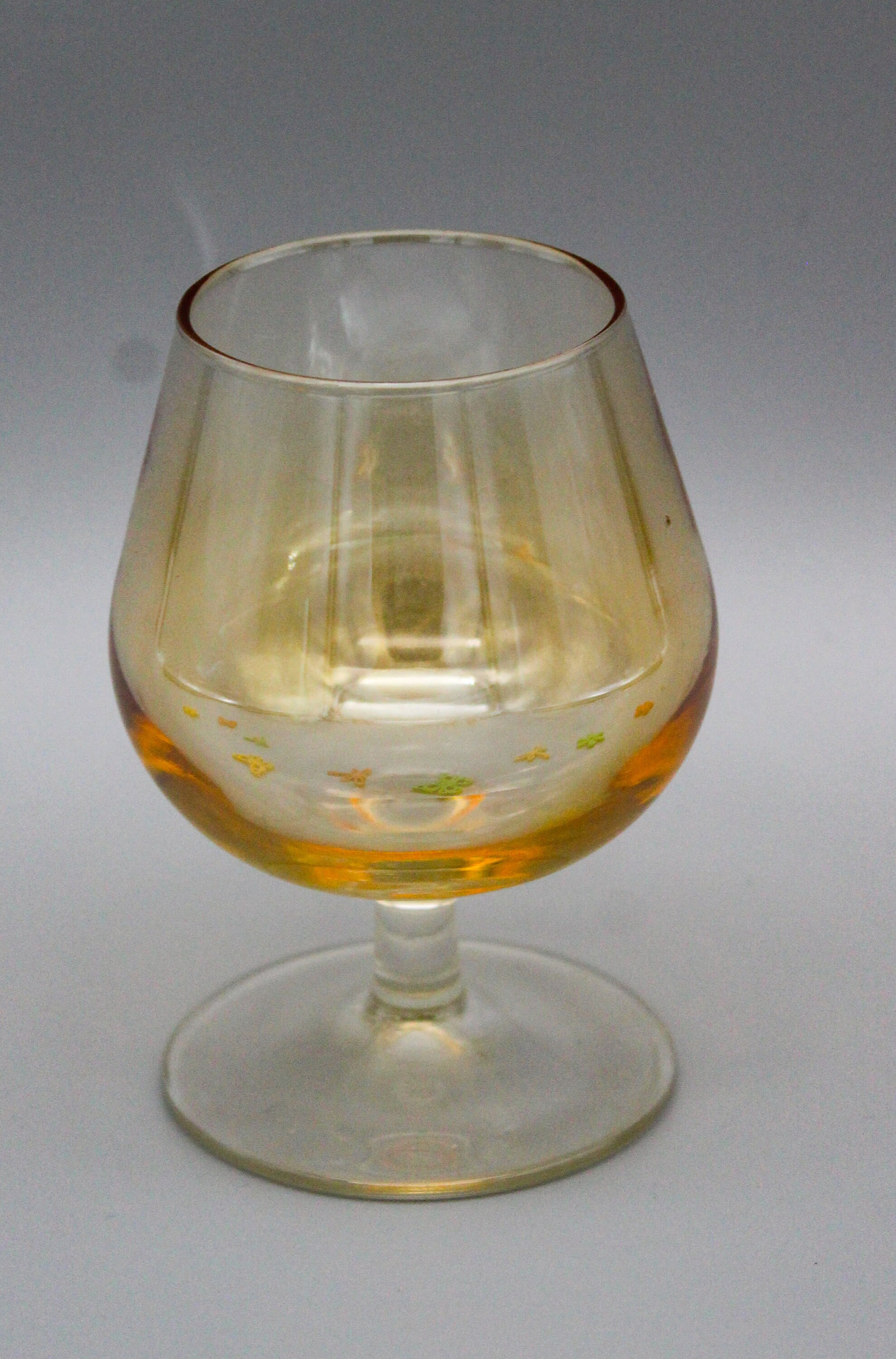 6 elegant vintage cognac glasses in multicolored crystal Arlequin France