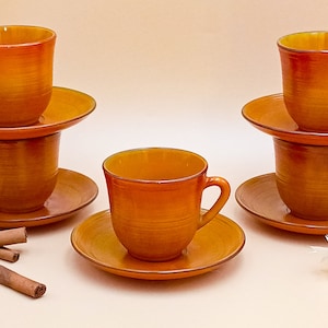 4 or 5 &quot;ARCOPAL VOLCANO&quot; CUPS, Vintage Coffee Cups 70&#39;s, France