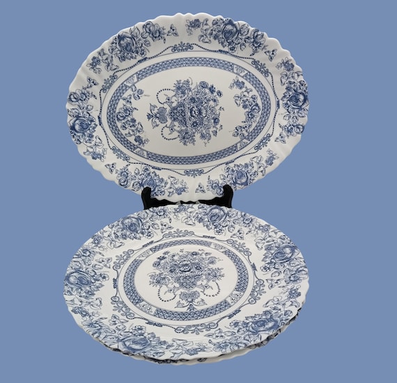 3 opaline DISHES France ARCOPAL HONORINE pattern, 2 round 1 oval