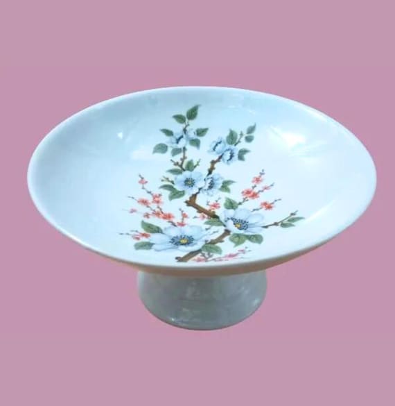 Porcelain CUP on foot, shabby white compote dish, vintage display, empty pocket