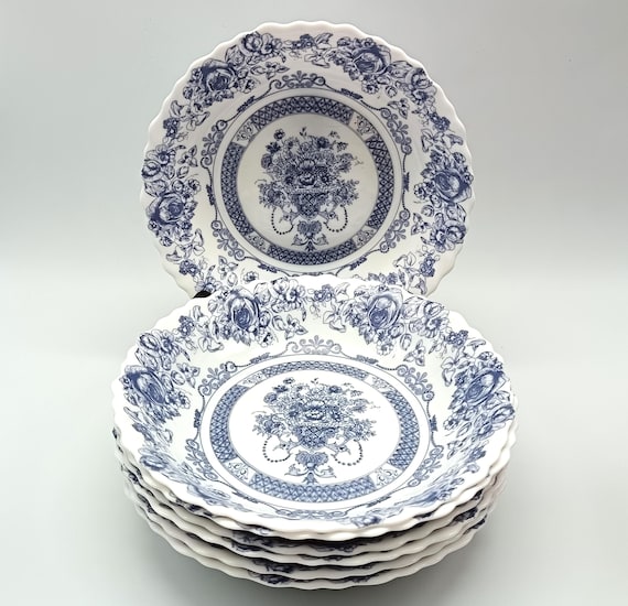 7 ARCOPAL French opaline cereal bowls, HONORINE pattern