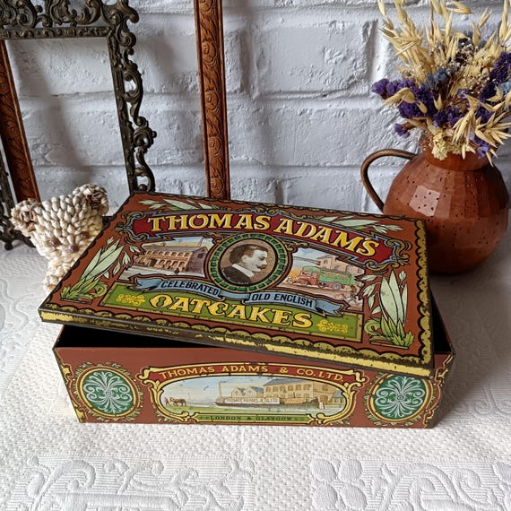 Vintage rectangular metal box by Thomas Adams