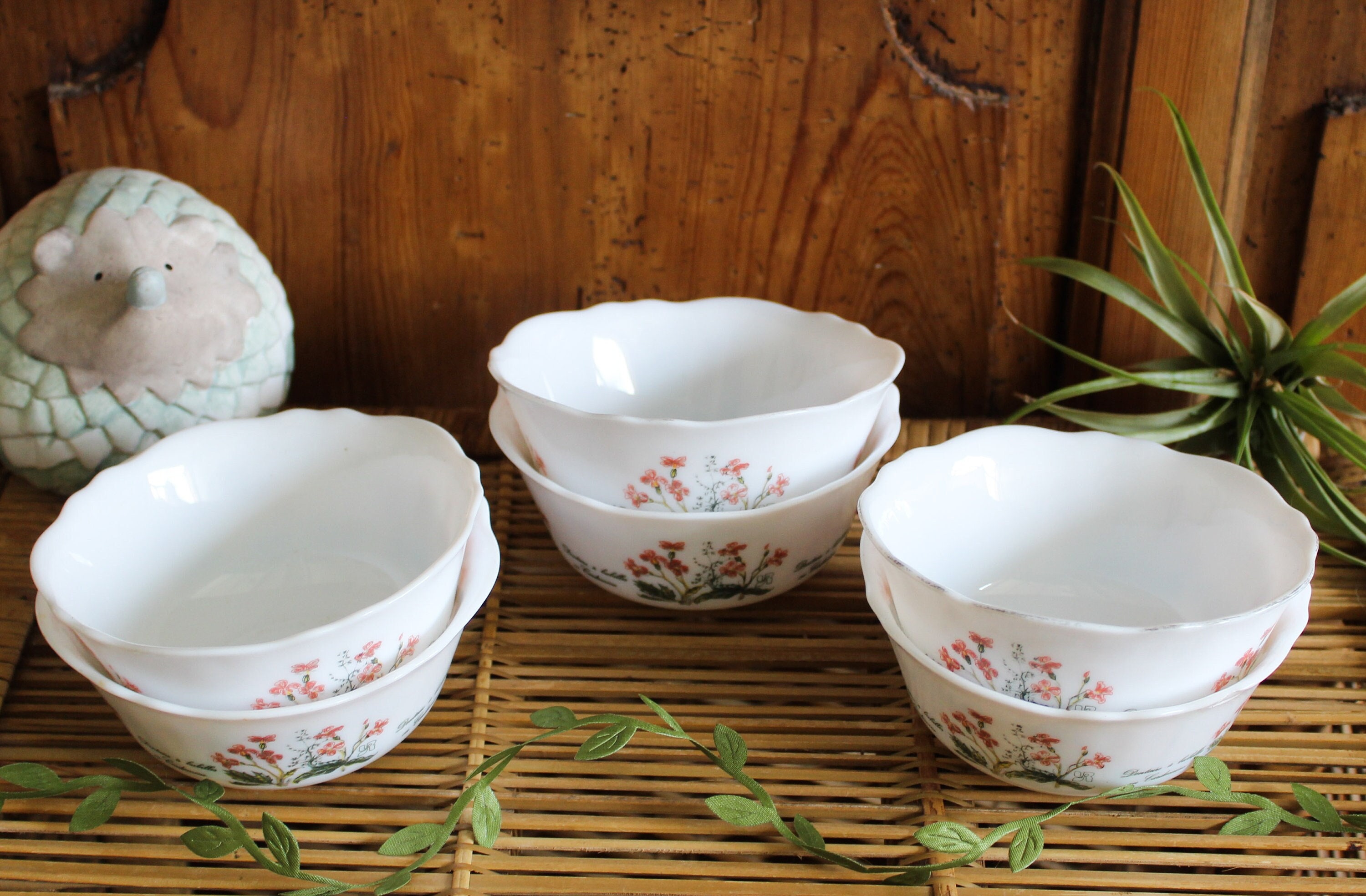 6 Bols à Dessert Vintage Décor Fleurs Des Champs Arcopal Pour Yves Rocher