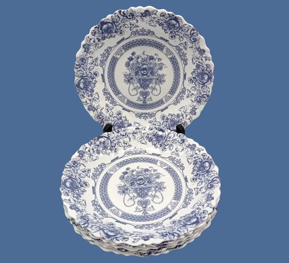 6 ARCOPAL French opaline hollow PLATES, HONORINE pattern