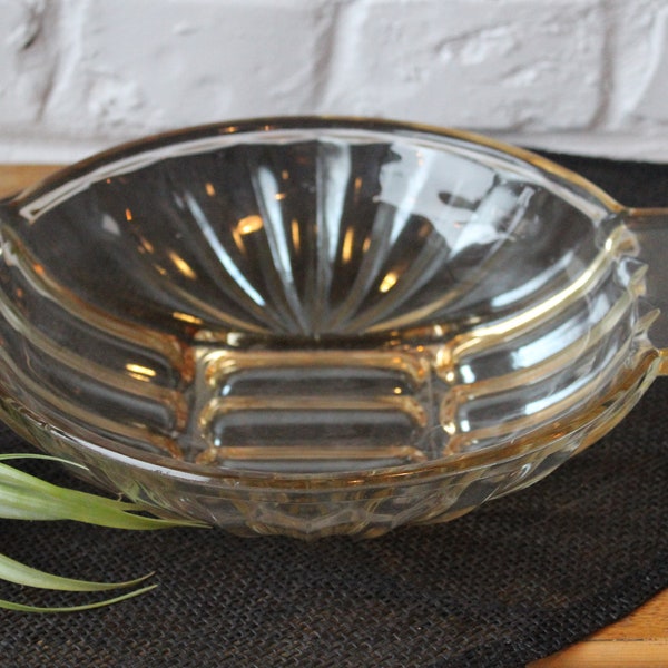 SALAD DISH Vintage fruit bowl in iridescent compressed glass shabby 50s