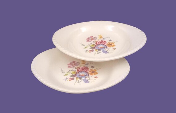 2 old RAVIERS earthenware Keller and Guerin (K&G) Lunéville France pattern bouquet of flowers