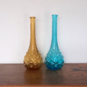 Large BLUE or AMBER CARAFE, vintage Italian genie carafe