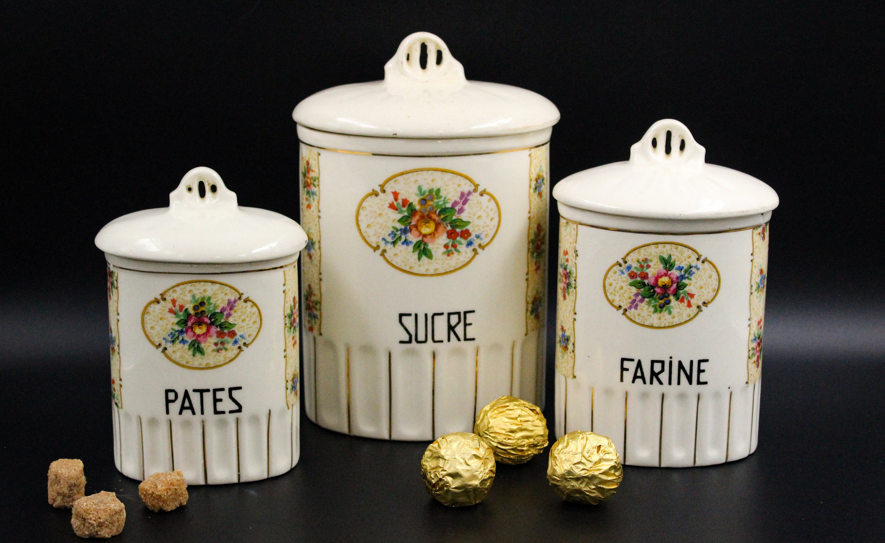 Boîtes à Epices Pots à épices pots en faïence Boîte pour le riz Boîte pour  la farine Bleu Cuisine Ancienne cuisine -  France