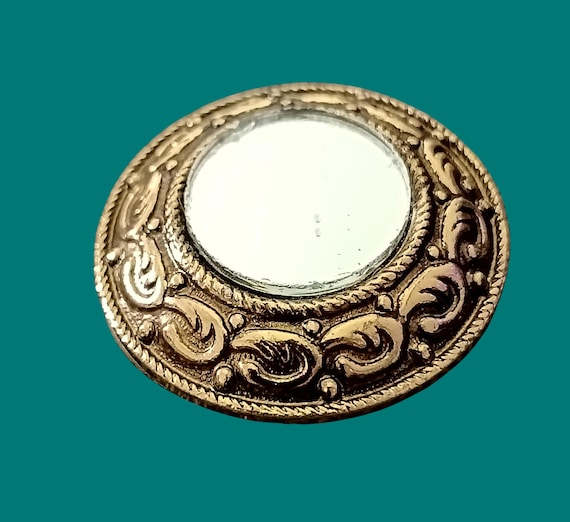 SCARF CLIP vintage gold metal dress clips with small mirror