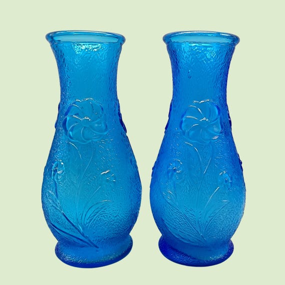 Pair of large blue glass vases circa 1950/1960, Constantin Italy