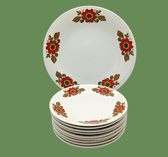 DESSERT PLATES and DISH porcelain vintage floral pattern Seltmann weiden Bavaria