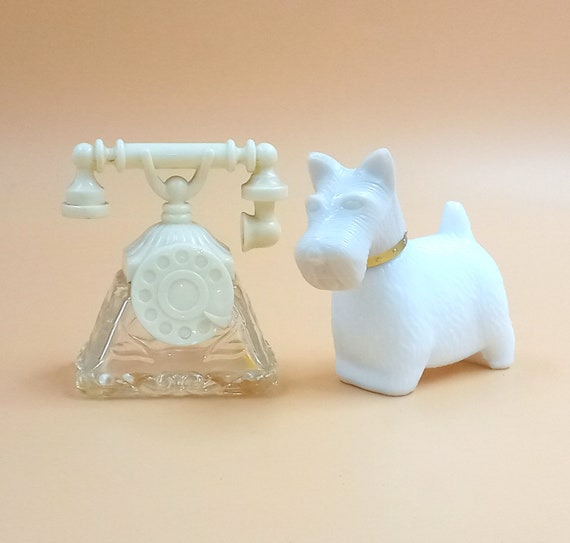 2 vintage white opaline Avon bottles, empty perfume bottle