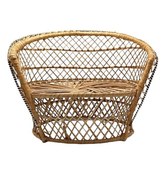Peacock armchair, rattan doll armchair, 1970s