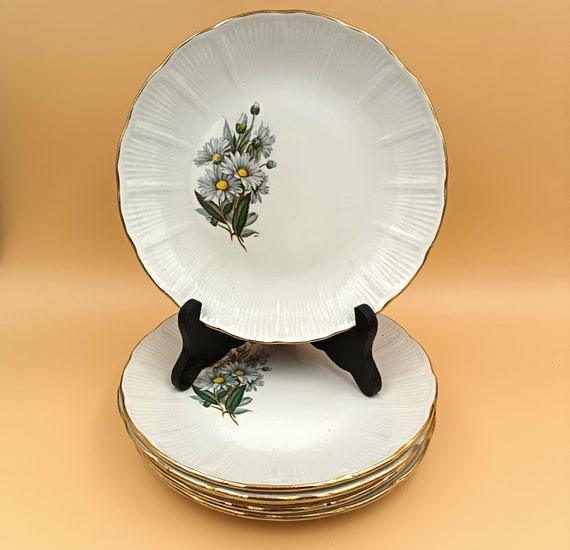 6 ASSIETTES dessert françaises vintage motif marguerites L'AMANDINOISE