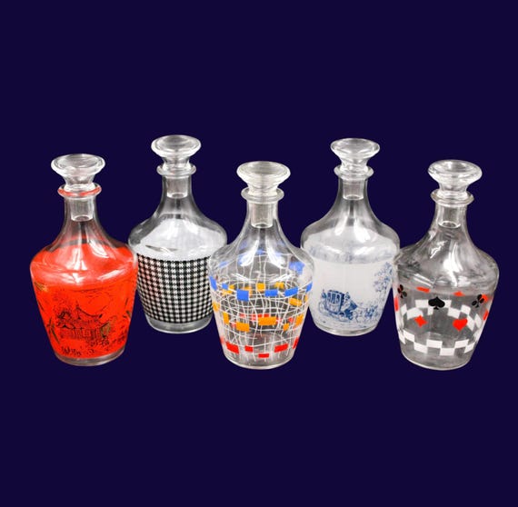 Vintage Luminarc glass CARAFE, 1960s/70s, various patterns
