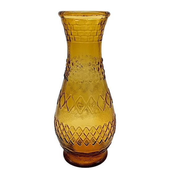 Large amber yellow glass VASE circa 1950/1960 Italy