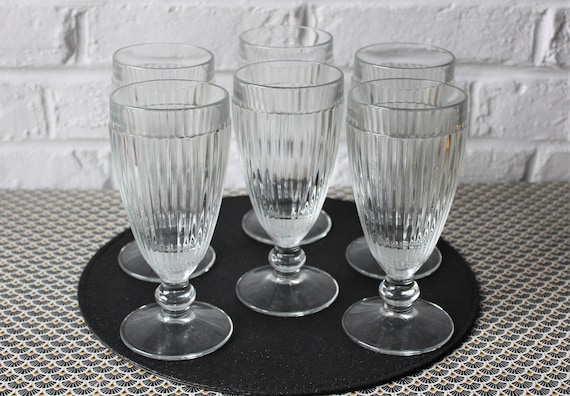 6 ICE CREAM CUPS, fruit salad, Irish coffee, dessert cups, depression glass, bistro sundae milkshake