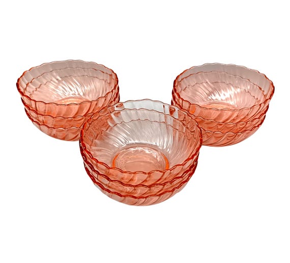 5 or 6 vintage pink glass CUPS, rosaline