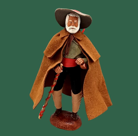 SANTON French shepherd man signed Secundo PEIRANO Aubagne France