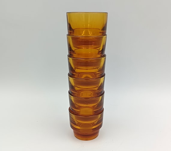 6 VERECO amber glasses, vintage French shooter