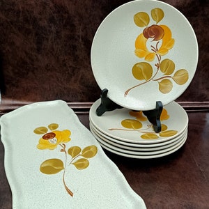 PLATES and dessert dish earthenware vintage floral pattern, Saint-Amand earthenware Loire model