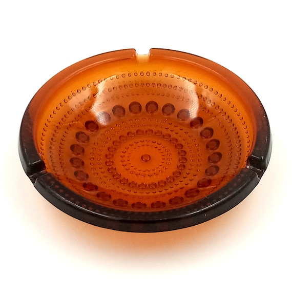 Vintage amber glass ASHTRAY Luminarc Casino model