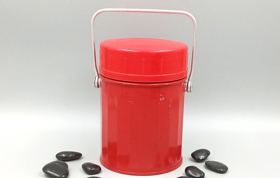 Vintage red insulated container, termid France, lunch container, thermos