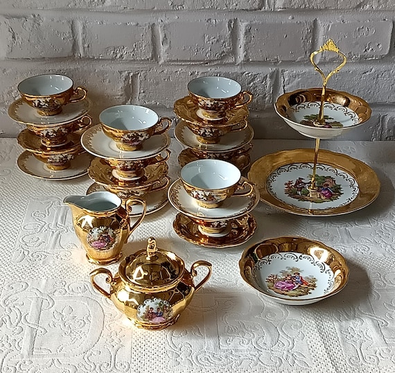 Vintage Winterling Bavaria 11-cup gold porcelain coffee set
