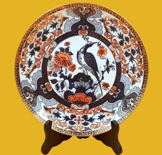 PLATE vintage porcelain hand painted Asia