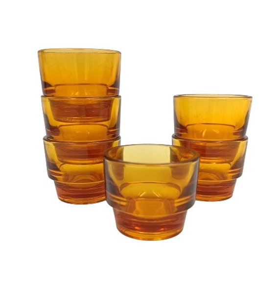 6 VERECO amber glasses, vintage French shooter