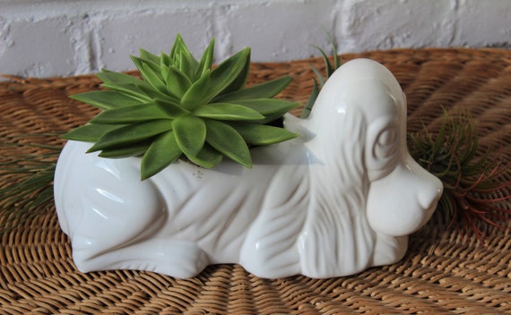 Vintage dog planter, ceramic plant stand France