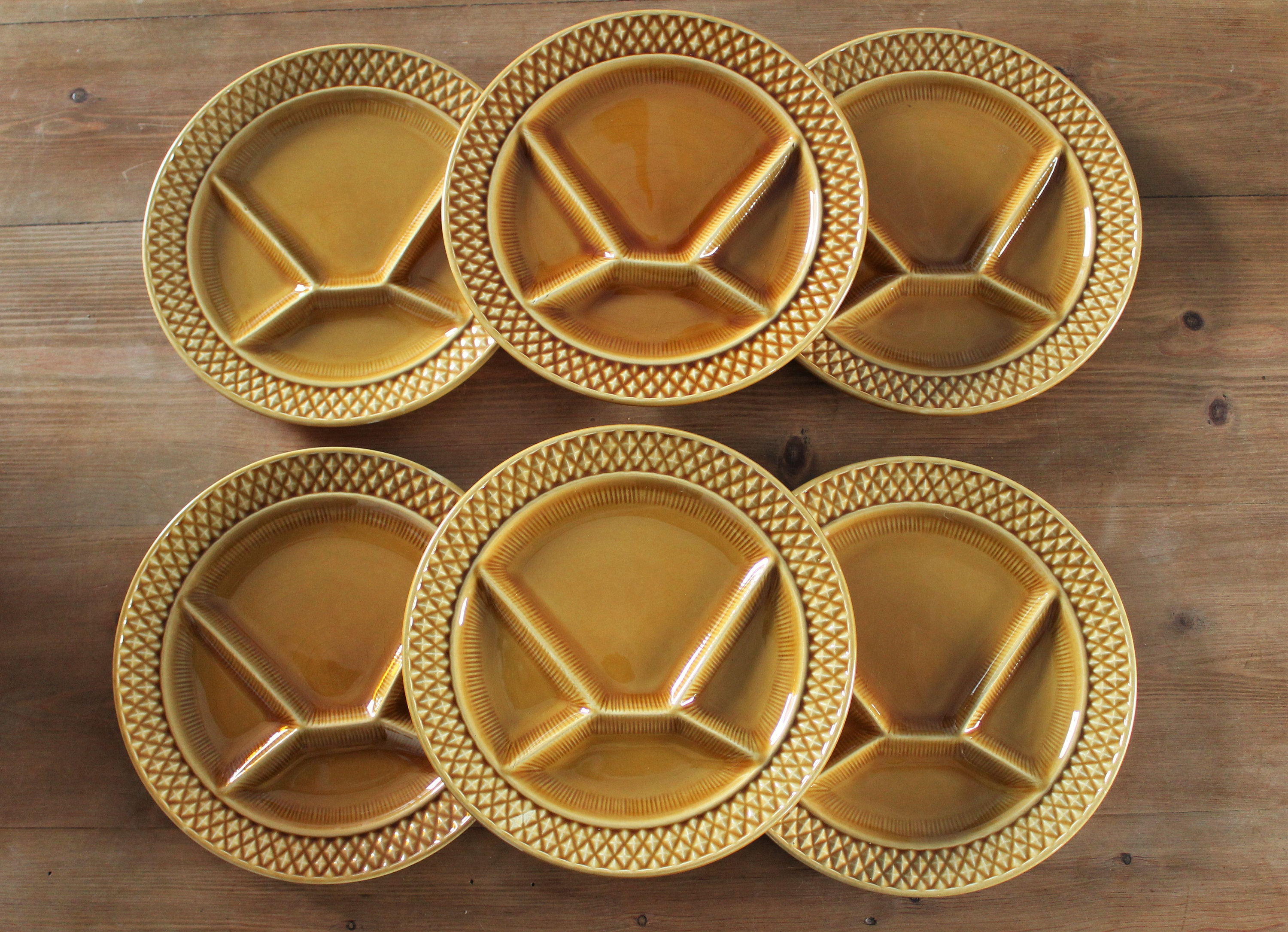6 Retro Fondue PLATES, 70s, France, Raclette, Tapas, Barbecue