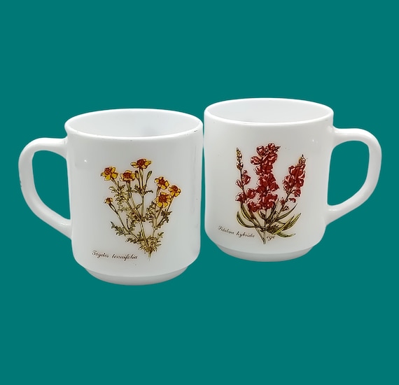2 large Arcopal tea CUPS, MUGS made in France vintage