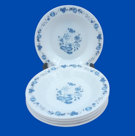 6 arcopal hollow plates in white opaline decorated ASTER model
