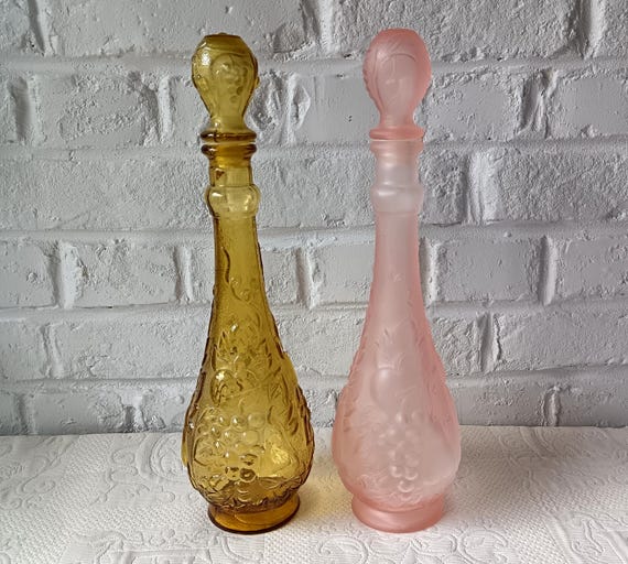 Large fruit motif genius CARAFE, vintage pink or yellow