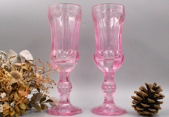 Pair of vintage pink glass VASES France