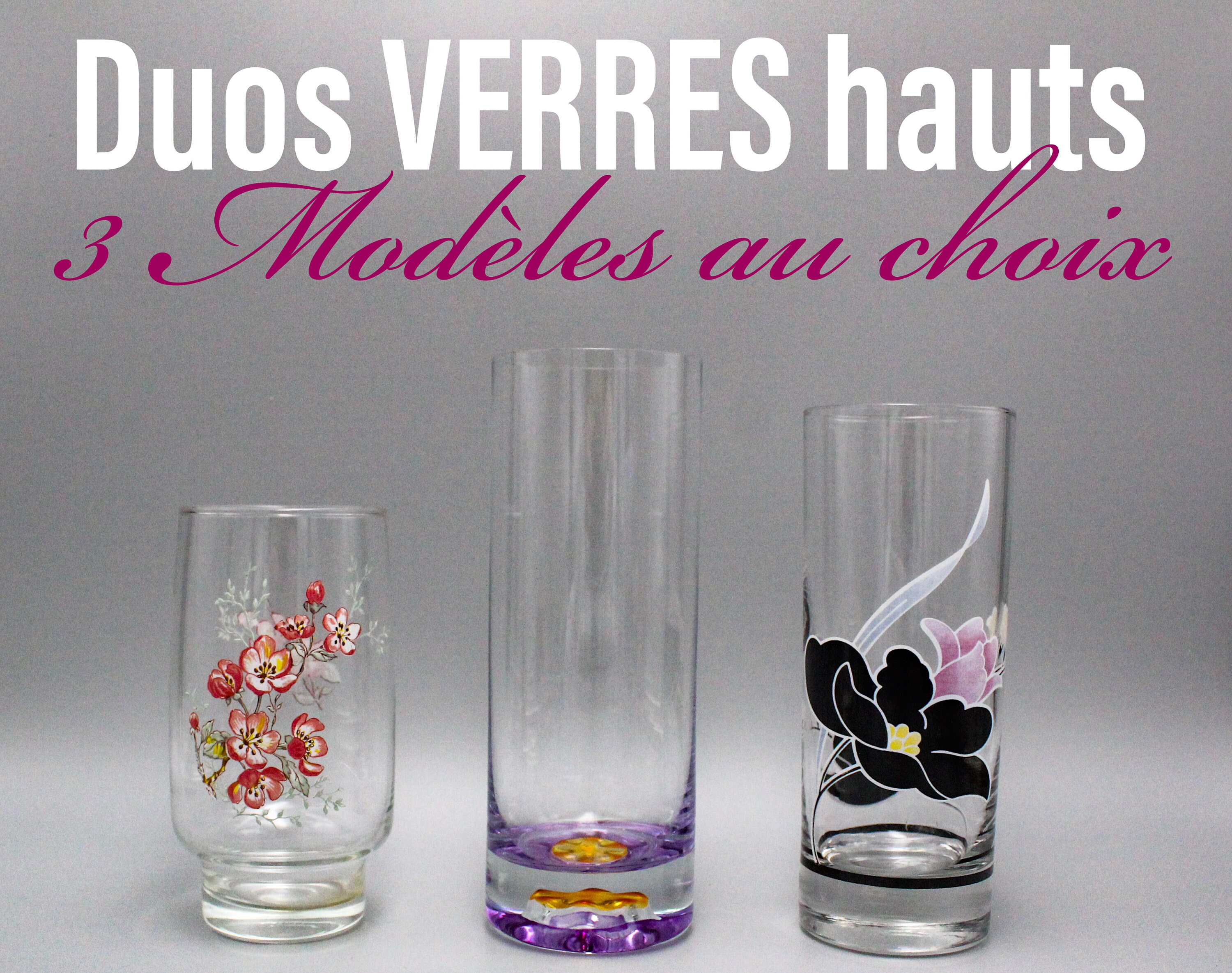 Duos Verres Haurs Highball Vintage, Verres Hauts Colorés